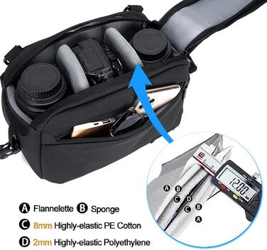 Водонепроникна сумка для камери на пояс/через плече Cwatcun для DSLR/SLR, чорна