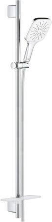 Душова лійка GROHE Vitalio SmartActive 150, економна вода, 9 л/хв (ручна лійка з 3 режимами, захист від накипу, універсальний під'єднання), 26597000 (набір для душової штанги, Moon White, куб 130 мм / куб 900 мм)