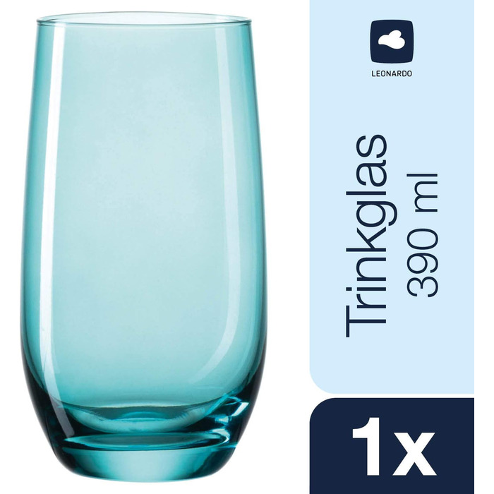 Leonardo Sora Drinking Glasses, Set of 6, Colorful Glass Set, Dishwasher-Safe Juice Glasses, Water Glasses, Drinking Cups in 6 Colors, 390 ml, Assorted Colors, 047287