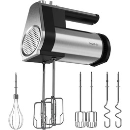 Ручний міксер Cecotec PowerTwist 500 Full Steel: 500 Вт, 5 швидкостей + Turbo, 3 насадки, сталь