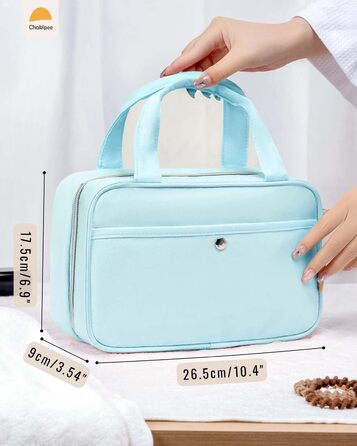 Жіночий дорожній косметичний набір для підвішування – водонепроникний, з прозорим вікном, легкий, для косметики, шампуню, рожевий, середній (26x17x9 см)