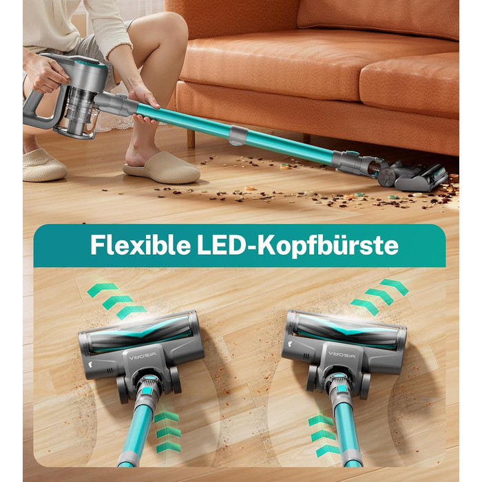 Акумуляторний пилосос 25000Pa, 175W, 50хв, бездротовий, з антизаплутувальною насадкою, самостійно стоячий, легкий, для килимів, твердих підлог, шерсті тварин (Цянь)