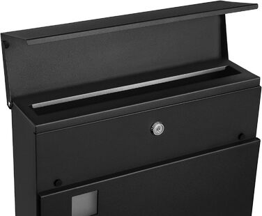 Поштовий ящик SONGMICS XXL з газетницею, чорний, 37x37x10.5 см, з ключем, вікном, захистом від реклами, для дому та саду