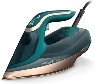 Парова праска Philips Azur 8000, 3000 Вт, 70 г/хв, 240 г паровий удар, OptimalTEMP, опалова зелена