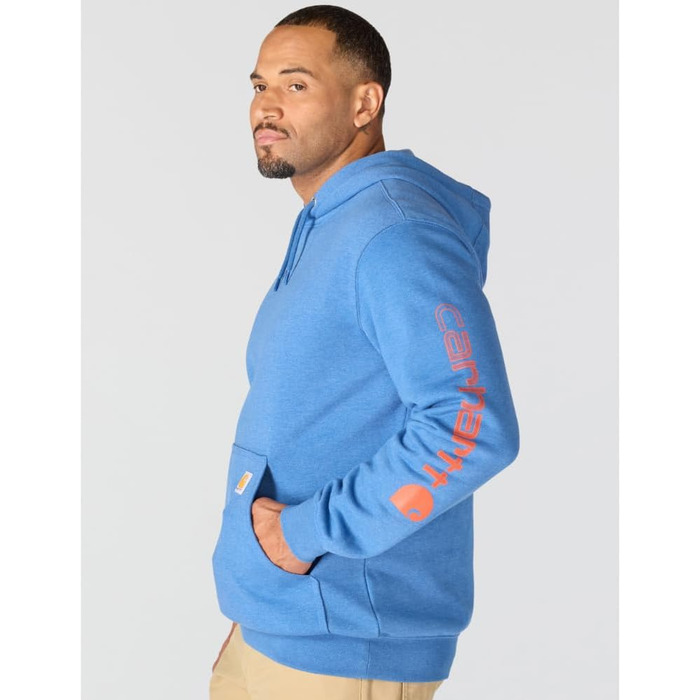Чоловічий худі Carhartt Midweight з логотипом на рукаві, темно-блакитний (Dark Tranquil Blue Heather), розмір M