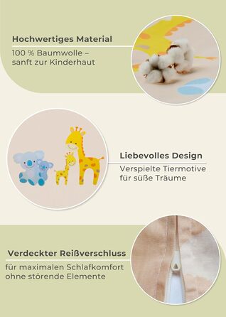 Комплект постільної білизни для дітей Gräfenstayn® з принтом тварин (жирафа, слон, коала) - 100% бавовна (ренфорс) - ковдра 135x100 см, подушка 60x40 см