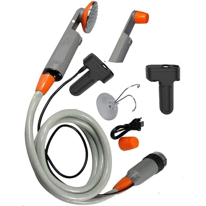 Портативна душова кабіна для кемпінгу Zooma з насосом, для відпочинку на природі та в саду, душ на вулиці, акумуляторна, оранжева (2 батареї)