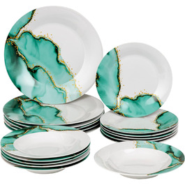 Сервіз Baroni Home на 6 осіб: 18 предметів з порцеляни, стиль мармур
