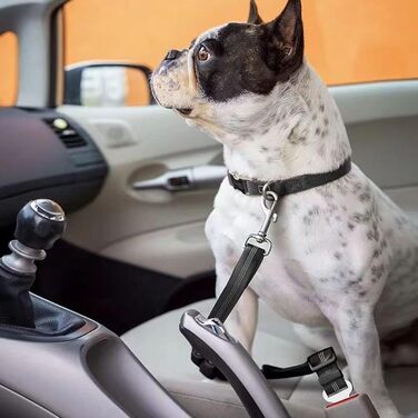 Автомобільні ремені безпеки для собак, 2 шт., кріплення на підголівник, регульовані, міцні, з пряжкою, для безпеки тварин (чорний)