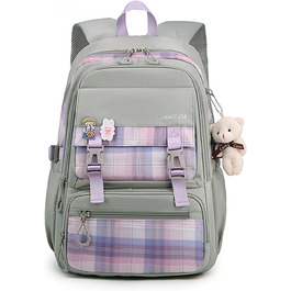 Шкільний рюкзак FANDARE: водонепроникний, з плюшевим брелоком та нашивкою, для хлопців та дівчат, для школи, подорожей та відпочинку. Сірий.