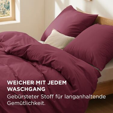 Комплект постільної білизни BEDSURE 135x200 з бавовни 4-х частинний - сірий колір, комплект з 2 наволочок 80x80 см, Oeko-TEX сертифікація, застібка на блискавку (200 x 200 см, бордовий колір)