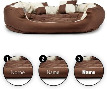 Ліжко для собак та котів Lionto 4-в-1 з поворотним подушкою, 65x50 см, з міцного оксфорду, водовідштовхувальне, з глибоким входом, з декоративною подушкою, для всіх розмірів, (колір: коричневий/бежевий)