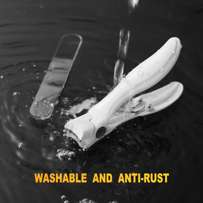 Кусачки для нігтів з лотком для обрізків, для товстих нігтів, 8.6 см, широка щелепа, нержавіюча сталь, з пилкою для нігтів (чорні/білі)