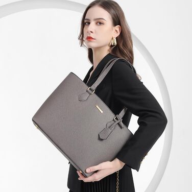 Bagsure Сумка жіноча (4 в 1): сумка-шопер, сумка на плече, ділова сумка для офісу, школи, подорожей (Сіра)