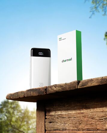 Повербанк Charmast 20000 mAh з вбудованими кабелями, швидка зарядка 22.5W, білий