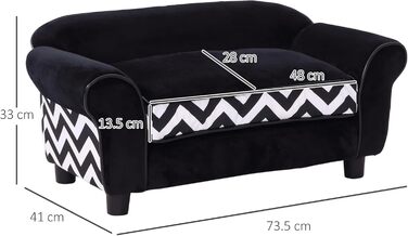 Pawhut Софа для домашніх тварин: зручне ліжко-софа для собак та котів з подушкою (чорний)