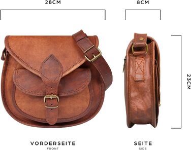 Сумка жіноча LEABAGS Leder Vintage Cognac зі шкіри преміум-класу, крос-боді, через плече, для роботи, університету, школи, відпочинку, розмір L (28x23x8 см), помаранчевий