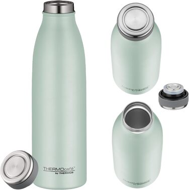Термос THERMOcafé TC Bottle 0.75л з нержавіючої сталі, ізоляція, для школи, подорожей та офісу (Пастельно-м'ятний, 500 мл)