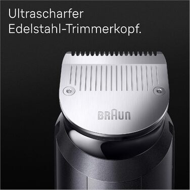 Braun Series 7 All-in-One AIO7545 – Триммер для бороди, волосся та тіла 10 в 1, сірий, акумулятор 120 хв, 14 насадок (0.1-21 мм), водонепроникний