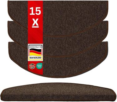 Casa Pura London Stair Treads - Non-Slip Indoor Stair Mats - 15-Piece Set or Individual - Dark Brown