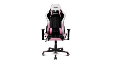 Геймерське крісло DRIFT DR175PINK: професійне, чорно-рожеве, зі штучної шкіри, з регульованими підлокітниками 2D та газліфтом класу 4