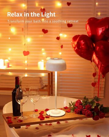 Світлодіодна настільна лампа бездротова LED для вулиці та дому, диммована, з акумулятором 5200mAh, водонепроникна IP54, чорна (D-біла)