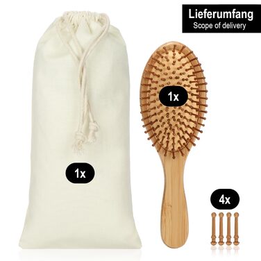 Набір з 2 бамбукових гребінців з натуральною щетиною - екологічні гребінці для жінок, чоловіків та дітей - для масажу шкіри голови та здорового волосся (гребінець-щітка/гребінець)