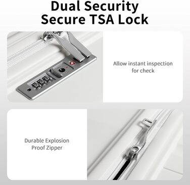 Набір валіз KONO 2 шт: ручна валіза-тележка 56 см + косметичка з поліпропілену, жорсткий корпус, 4 колеса, TSA-замок (кремово-білий)