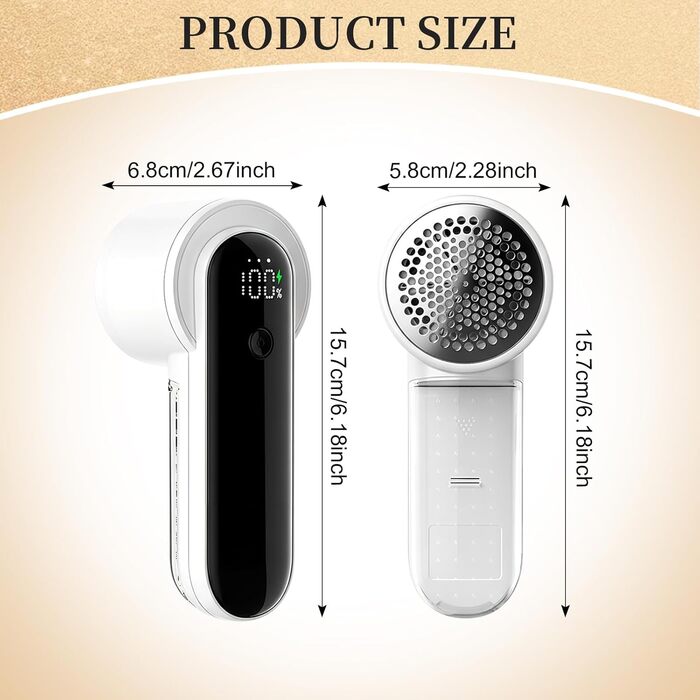Електричний видалення ворсу - бездротовий пристрій для видалення ворсу з LED-дисплеєм та 3 швидкостями, з 2 запасними лезами - ідеально підходить для светрів, ковдр, одягу та іншого - портативний, ефективний видалення ворсу з тканини