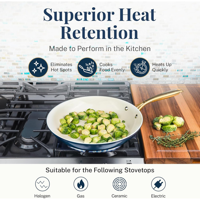 Набір посуду Gotham Steel 12 шт. з керамічним антипригарним покриттям. Набір каструль та сковорідок для кухні. Безпечний, якісний посуд преміум-класу. Сковорода 35 см в комплекті.