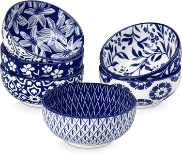 Набір кавових чашок з блюдцями Vancasso Cappuccino SELENE 6шт, 240мл, блакитно-білий вінтаж, порцеляна