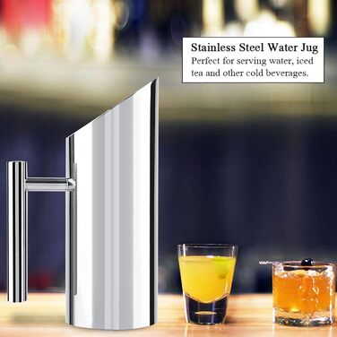 Water Pitcher with Ice Protection, Stainless Steel Water Pitcher, Iced Tea Pitcher, Beverage Carafe for Home Office, Hotel Serving Tool (1.5L)