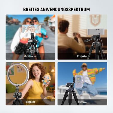 Штатив для камери та смартфона NEEWER Basics (TP55), легкий алюмінієвий туристичний трипод 188 см з 3-позиційною нахильною головкою