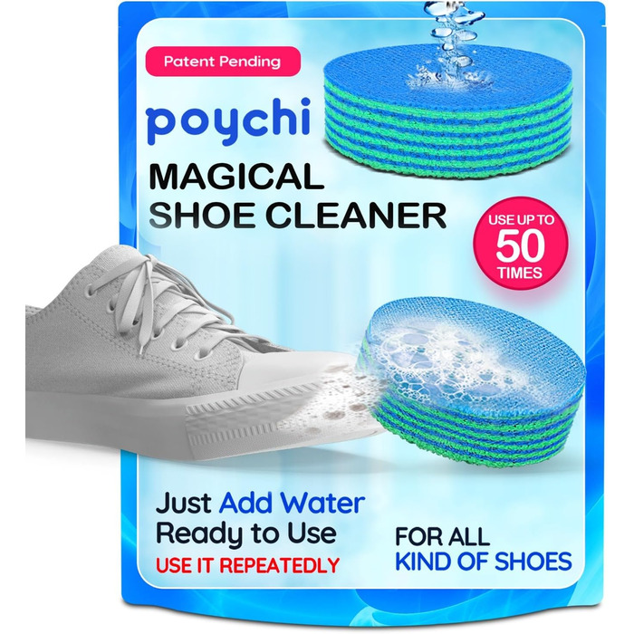 POYCHI Instant Shoe Cleaner, Sneaker Sole Cleaner, Stain Remover, Travel Shoe Cleaner for Tennis, Leather, Suede, and Canvas