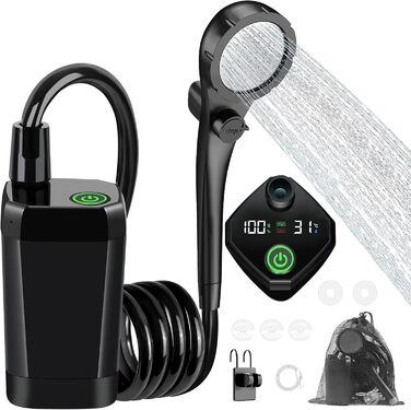 Портативна душова кабіна для кемпінгу Uplayteck з акумулятором 6000mAh, насосом, регулюванням температури та IPX7 водонепроникністю