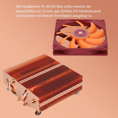 Thermalright AXP90-X53: Низькопрофільний кулер CPU для ITX, 53 мм, PWM вентилятор TL-9015R, технологія AGHP, сумісний з AMD AM4/AM5 та Intel 1700/1150/1151/1155/1156/1200 (модель з чистої міді)