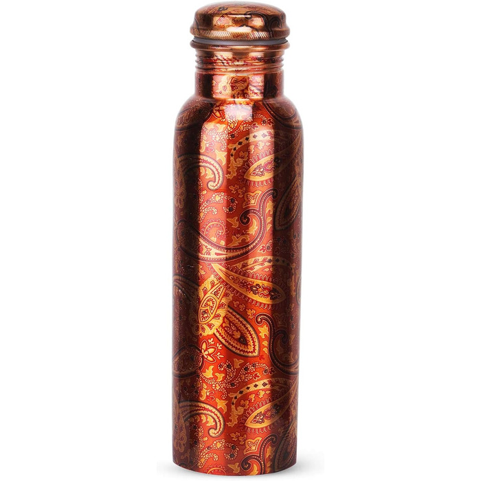Zap Impex Copper Water Bottle for Ayurvedic Benefits, Rajasthani Print Design, Travelers Water Pitcher Bottle, Joint Free, 900ml