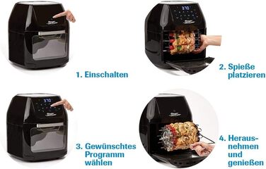 Mediashop Air Fryer Multi-Function – Hot Air Fryer for Oil-Free Frying – 6-in-1 also as a Dehydrator, for Grilling and more – up to 80% less fat, Black