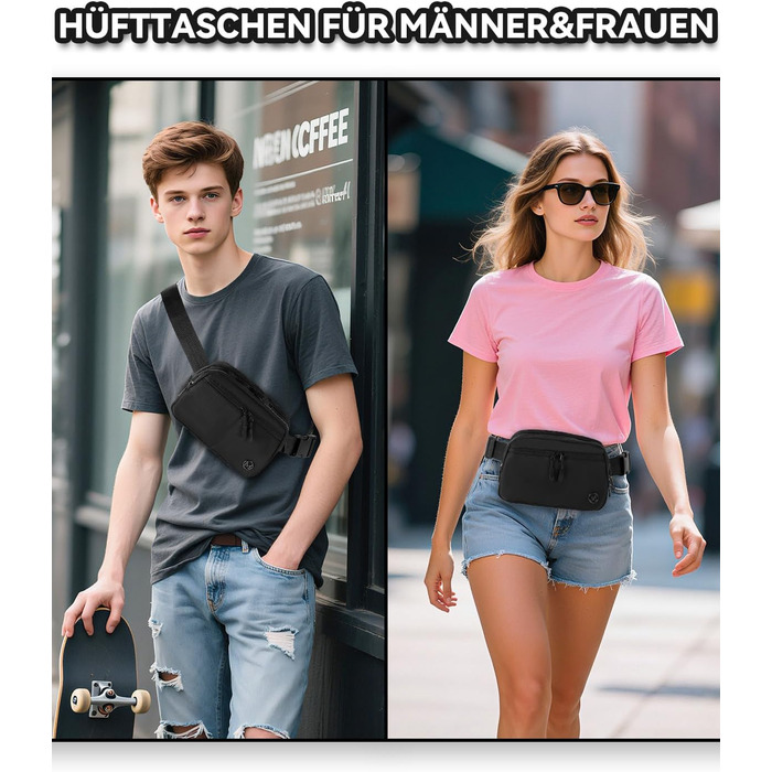 Гірчатка поясна 2L Mokze для чоловіків та жінок - стильна поясна сумка з регульованим ремінком, водонепроникна, для бігу, їзди на велосипеді, подорожей, темно-синій (чорний)