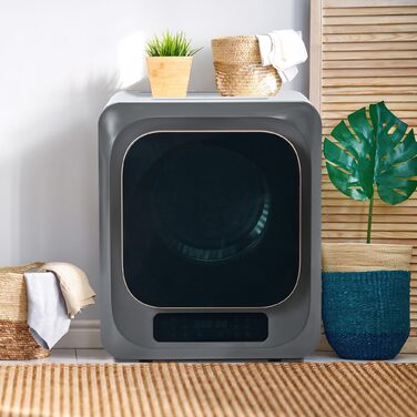 Сушарка для білизни Merax 3-4 кг, електрична сушильна машина 850 Вт з UV-стерилізацією, багаторівневою фільтрацією та захистом від перегріву, настінний монтаж, нержавіюча сталь, сіра