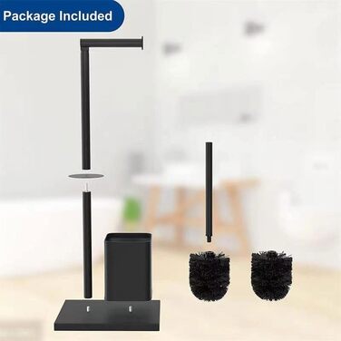 Тримач туалетного паперу з щіткою YUET з нержавіючої сталі, чорний | Набір для ванної кімнати