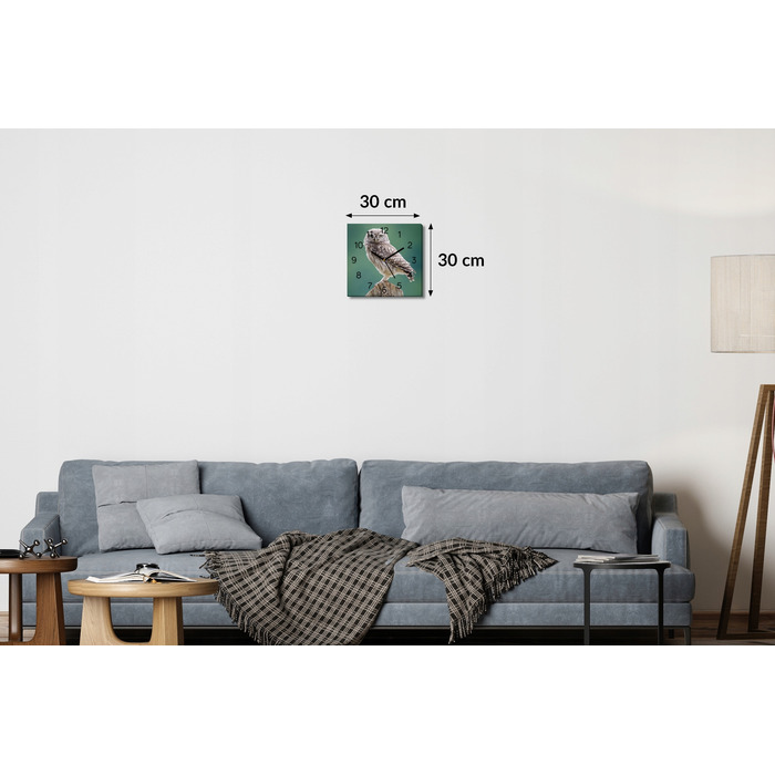 Настінний годинник на полотні «Сова» 30x30 см з власним фото