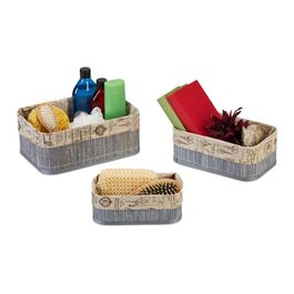 Relaxdays 3-Piece Bamboo Storage Baskets