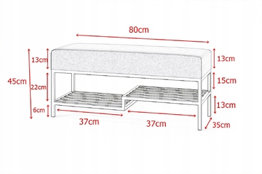 Оббита лавка Dominat без сховна, 80 x 45 x 35 см, багатоколірна