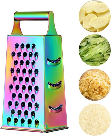 Тёрка YDware з нержавіючої сталі, квадратна, 23,7 см, для овочів, 1 шт. (Райдужна)