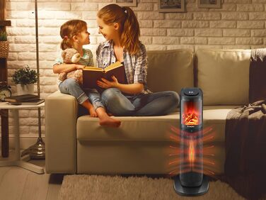 Електричний обігрівач з керамічним нагрівачем BEPER P203TER011, 2000W, з LED-дисплеєм, програмованим таймером, дистанційним керуванням, чорний