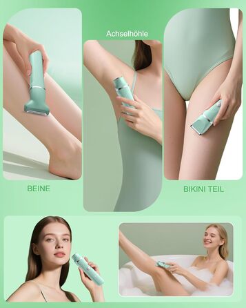 Електричний жіночий триммер 3-в-1 для тіла та обличчя, водонепроникний, зелений