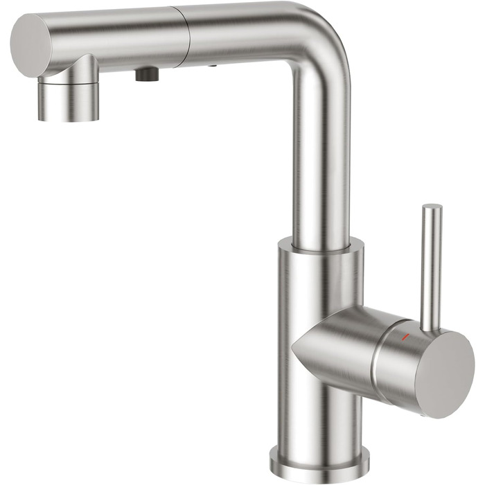 Кран кухонний CREA з 3 функціями, висувна лійка, поворот на 360°, матовий (з нержавіючої сталі)