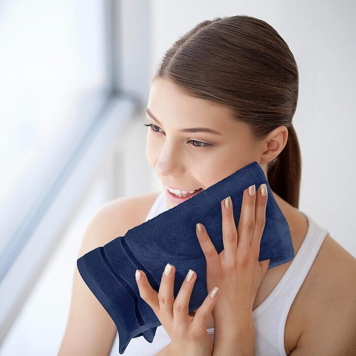 Набір рушників для ванної Utopia Towels (8 шт.): 2 банні, 2 для рук, 4 для обличчя, бавовняні, гігроскопічні, темно-сині (Marineblau)
