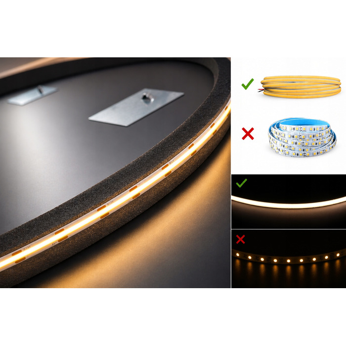 Світлове LED дзеркало у ванну кімнату COB, прямокутне, 100x60 см